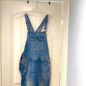 Distressed size large overalls